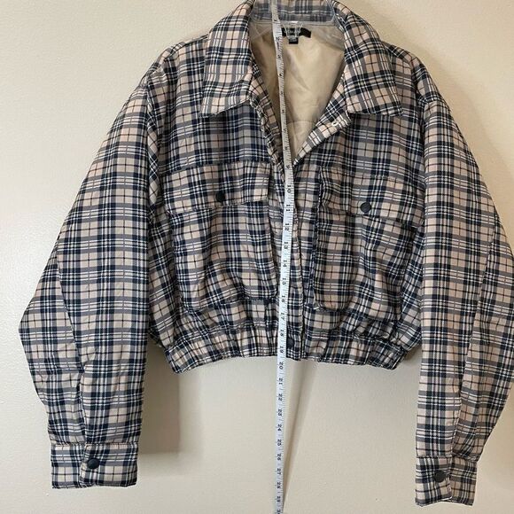 New!Labijou| Jacket| Puffer| Plaid print| Medium| Elastic waistband - Picture 3 of 16